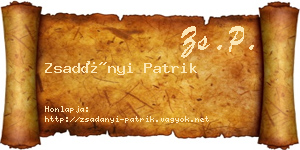 Zsadányi Patrik névjegykártya